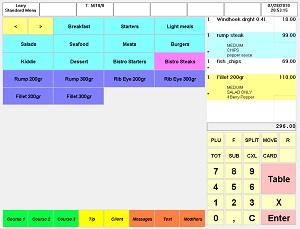 XENIA restaurant point of sale: Touch - menu layout